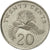 Coin, Singapore, 20 Cents, 1985, British Royal Mint, AU(55-58), Copper-nickel