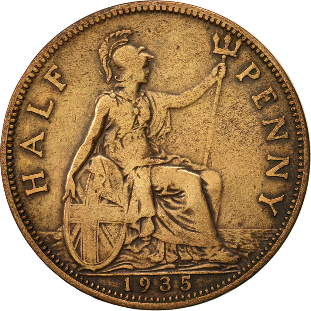 Coin, Great Britain, George V, 1/2 Penny, 1935, VF(20-25), Bronze, KM:837