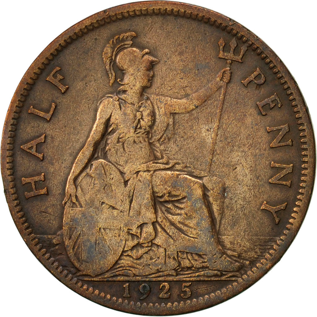 Coin, Great Britain, George V, 1/2 Penny, 1925, VF(20-25), Bronze, KM:809