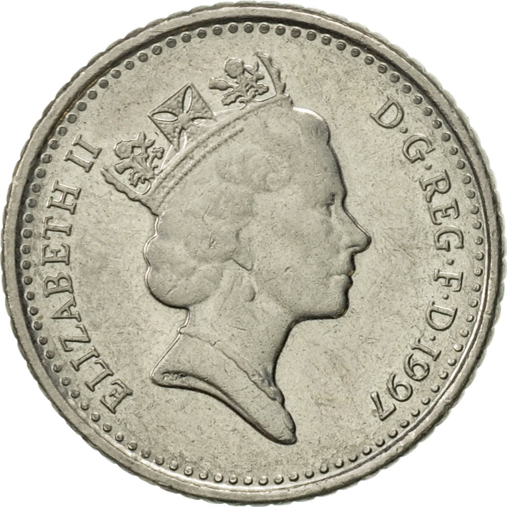 Münze, Großbritannien, Elizabeth II, 5 Pence, 1997, VZ, Copper-nickel, KM:937b