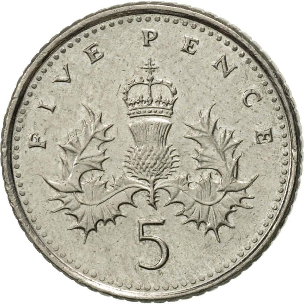 Coin, Great Britain, Elizabeth II, 5 Pence, 2000, AU(55-58), Copper-nickel