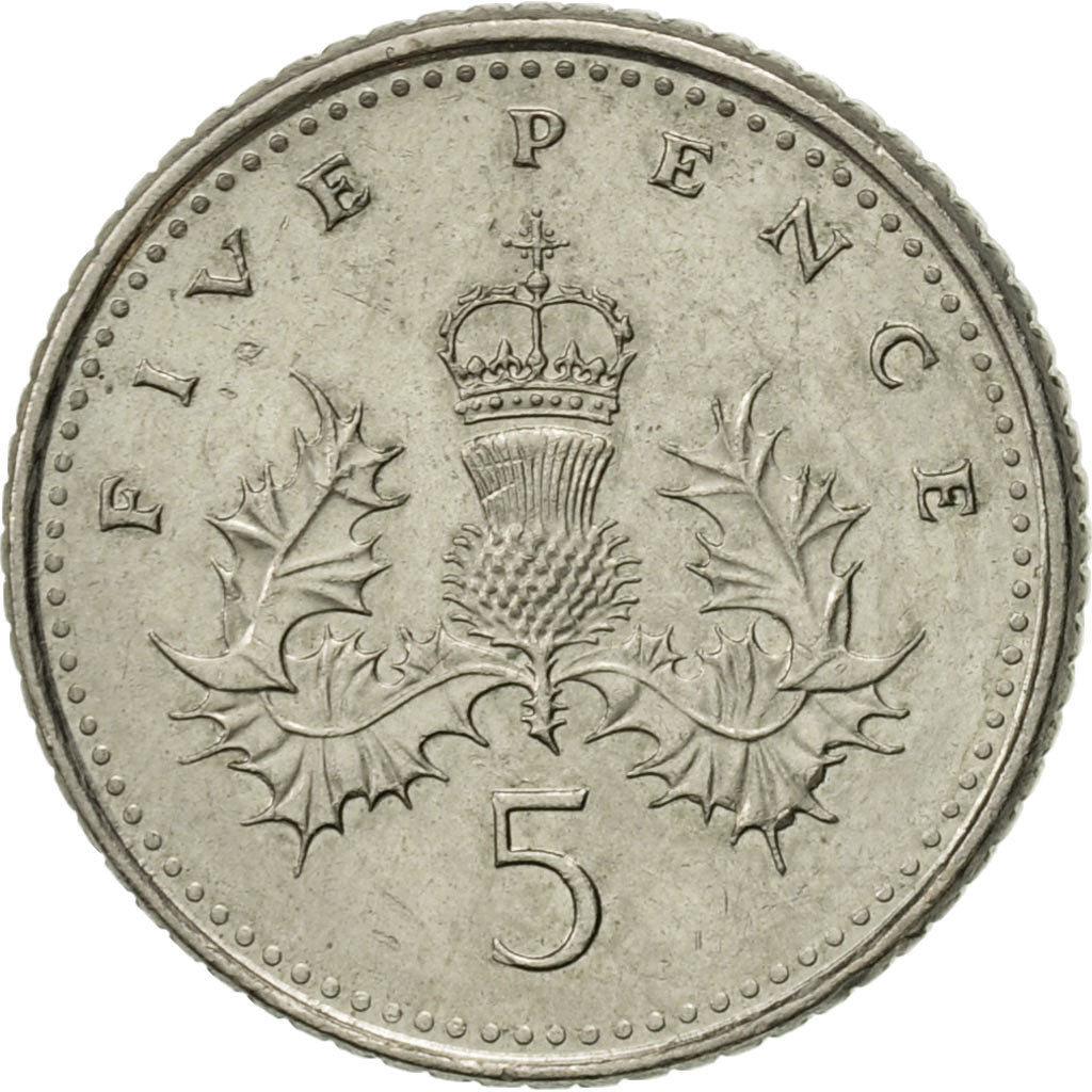 Coin, Great Britain, Elizabeth II, 5 Pence, 2002, AU(55-58), Copper-nickel