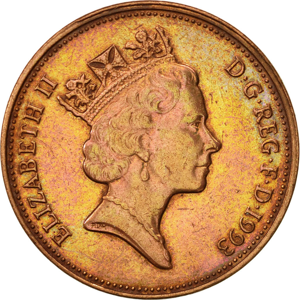 Monnaie, Grande-Bretagne, Elizabeth II, 2 Pence, 1993, TTB+, Copper Plated