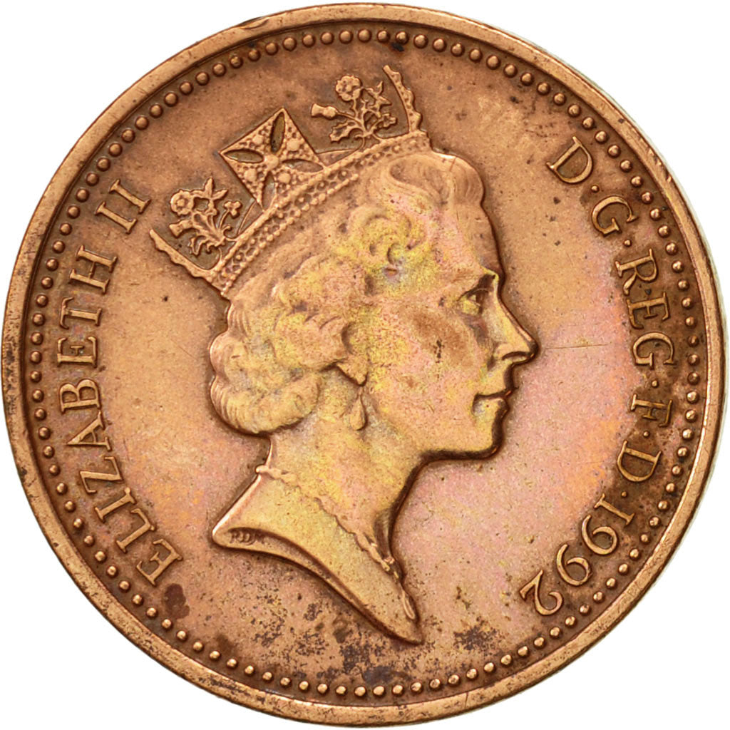Coin, Great Britain, Elizabeth II, Penny, 1992, AU(50-53), Copper Plated Steel