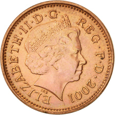 Moneta, Gran Bretagna, Elizabeth II, Penny, 2001, BB+, Acciaio placcato rame