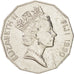 Moneda, Fiji, Elizabeth II, 50 Cents, 1990, EBC+, Níquel aleado con acero
