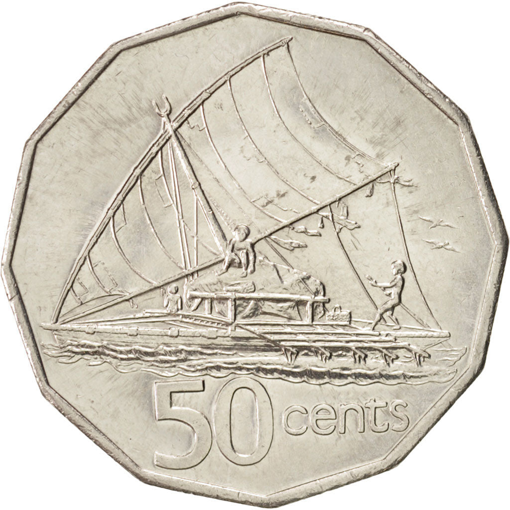 Munten, Fiji, Elizabeth II, 50 Cents, 1990, PR+, Nickel Bonded Steel, KM:54a
