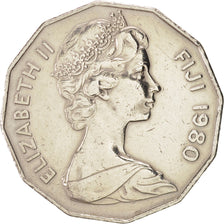 Figi, Elizabeth II, 50 Cents, 1980, BB+, Rame-nichel, KM:36