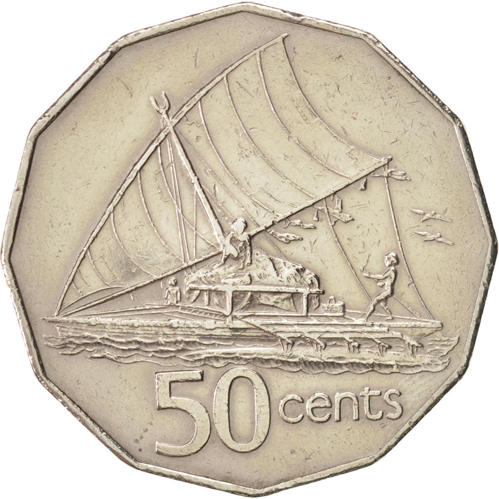 Figi, Elizabeth II, 50 Cents, 1980, BB+, Rame-nichel, KM:36