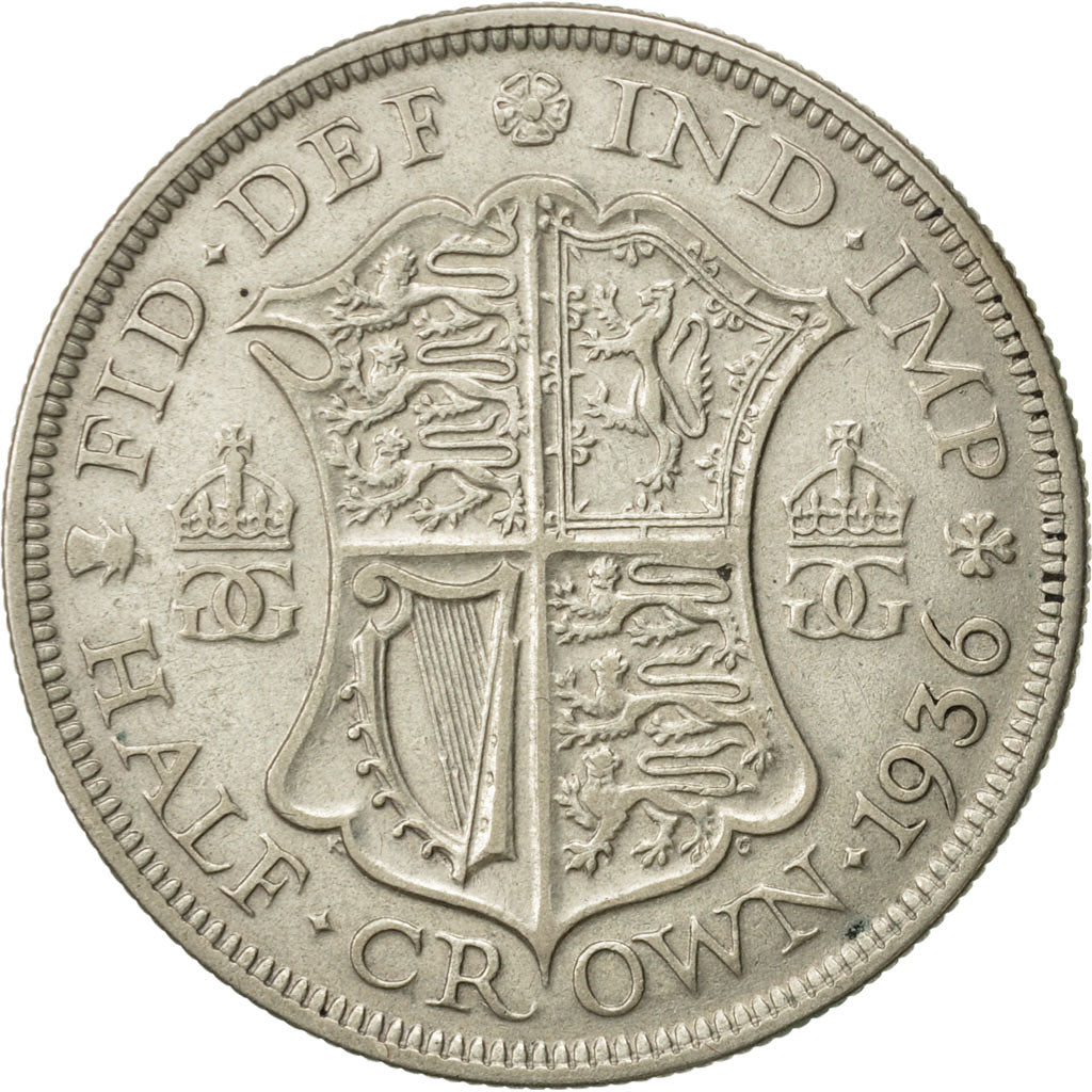 Great Britain, George V, 1/2 Crown, 1936, EF(40-45), Silver, KM:835