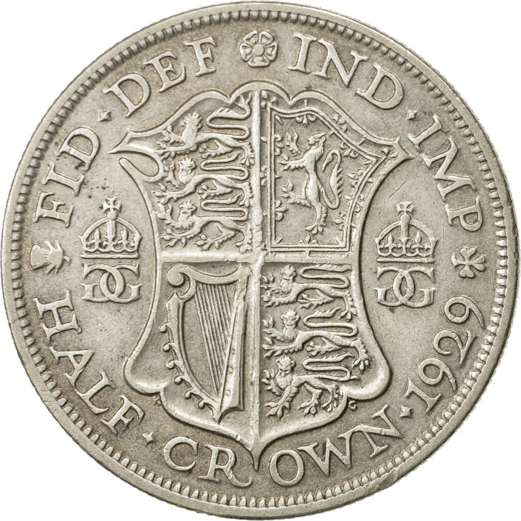 Great Britain, George V, 1/2 Crown, 1929, EF(40-45), Silver, KM:835