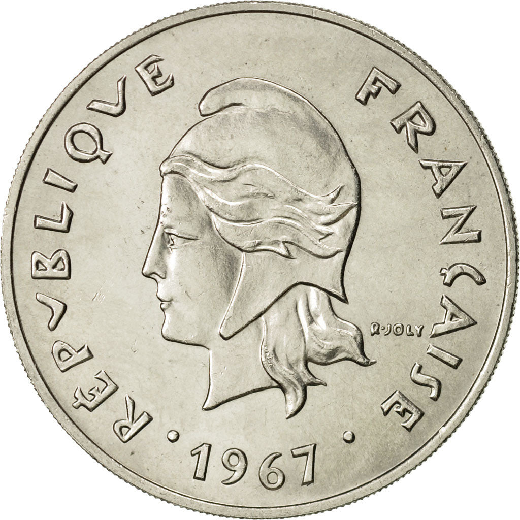 French Polynesia, 50 Francs, 1967, Paris, AU(55-58), Nickel, KM:7