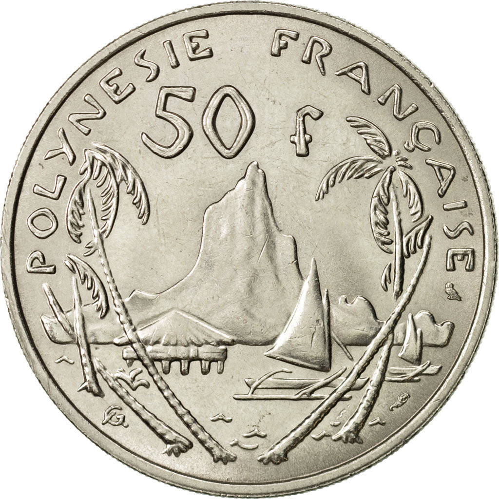 French Polynesia, 50 Francs, 1967, Paris, AU(55-58), Nickel, KM:7