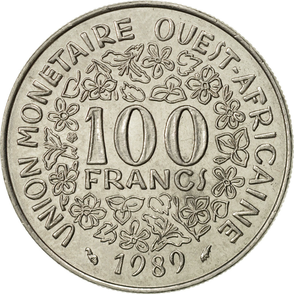 Coin, West African States, 100 Francs, 1989, Paris, AU(55-58), Nickel, KM:4
