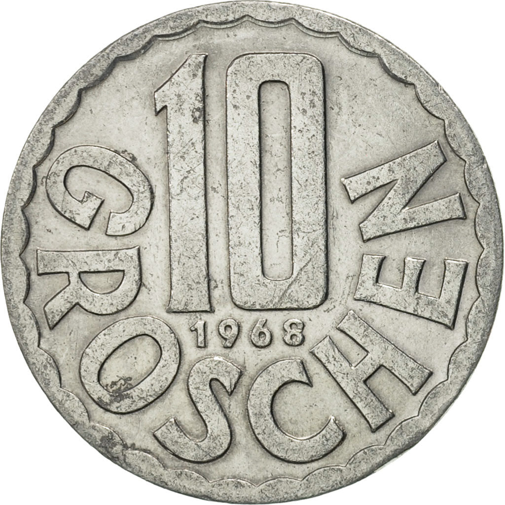 Coin, Austria, 10 Groschen, 1968, Vienna, AU(50-53), Aluminum, KM:2878