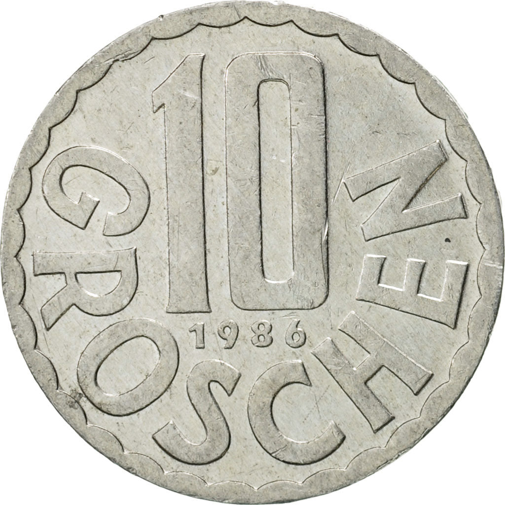 Coin, Austria, 10 Groschen, 1986, Vienna, AU(55-58), Aluminum, KM:2878