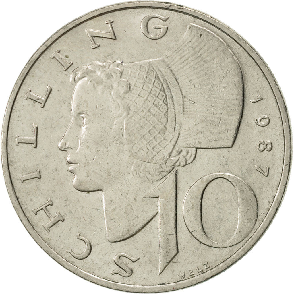 Coin, Austria, 10 Schilling, 1987, VF(20-25), Copper-Nickel Plated Nickel