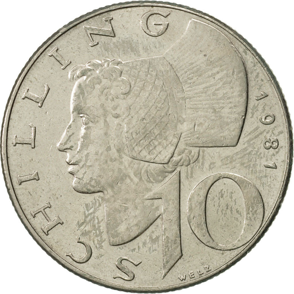 Coin, Austria, 10 Schilling, 1981, VF(20-25), Copper-Nickel Plated Nickel