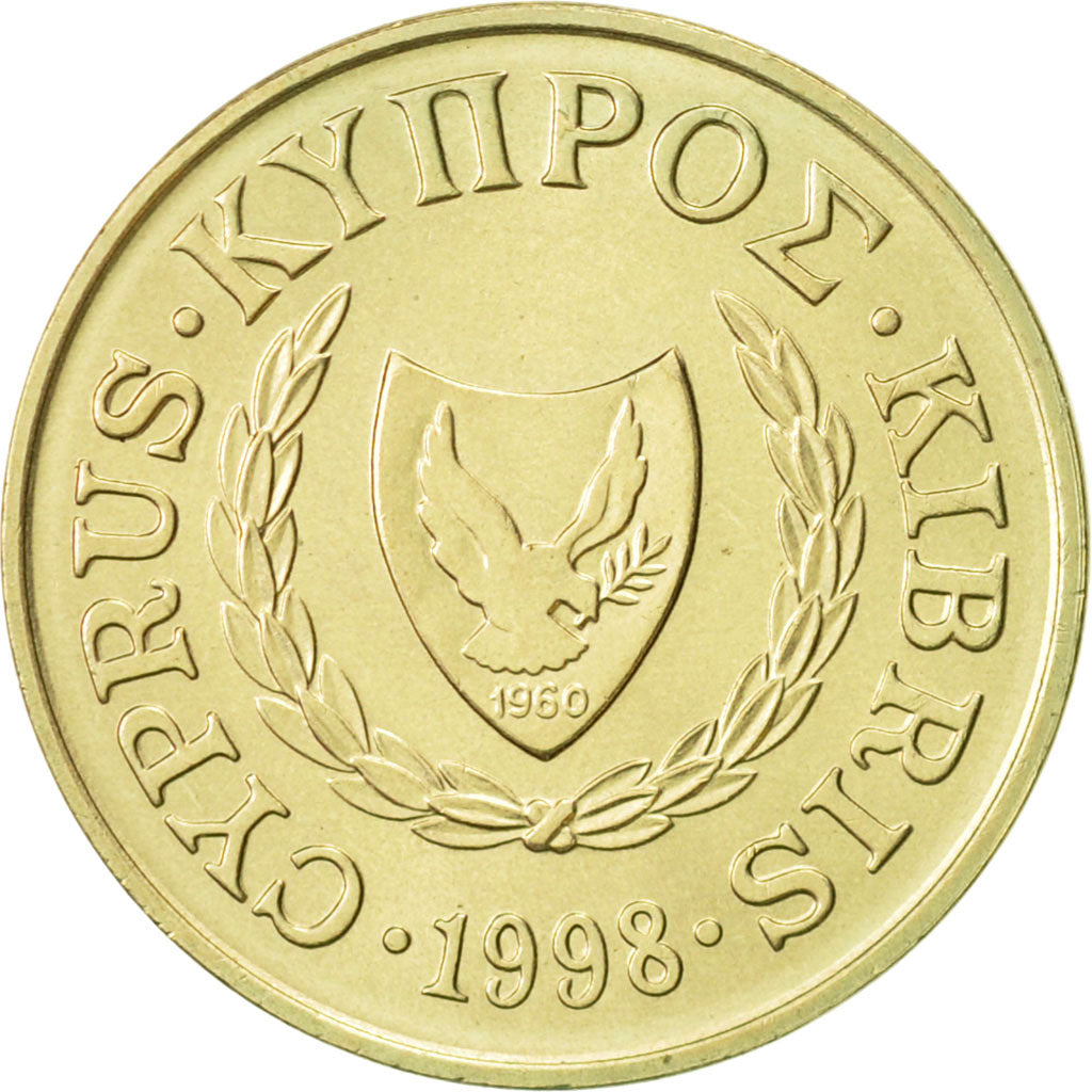 Coin, Cyprus, 5 Cents, 1998, MS(60-62), Nickel-brass, KM:55.3