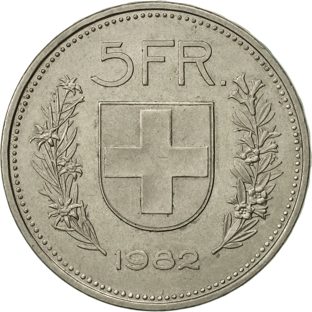 Switzerland, 5 Francs, 1982, Bern, AU(55-58), Copper-nickel, KM:40a.2