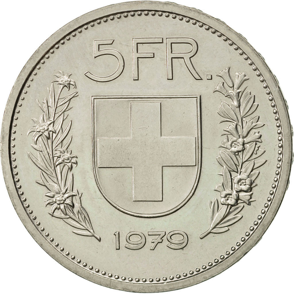 Switzerland, 5 Francs, 1979, Bern, MS(63), Copper-nickel, KM:40a.1