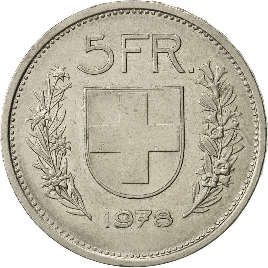 Switzerland, 5 Francs, 1978, Bern, AU(50-53), Copper-nickel, KM:40a.1