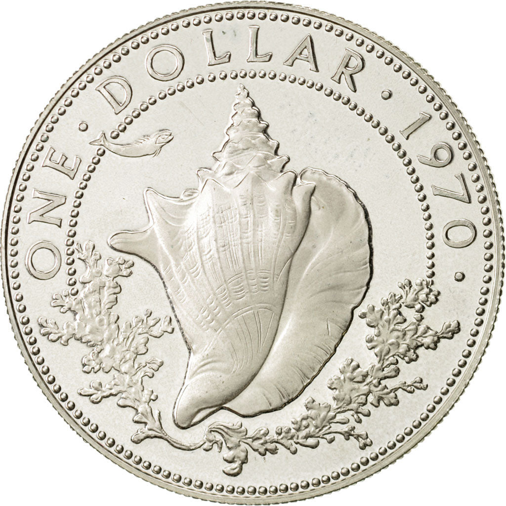 Coin, Bahamas, Elizabeth II, Dollar, 1970, Franklin Mint, MS(64), Silver, KM:8