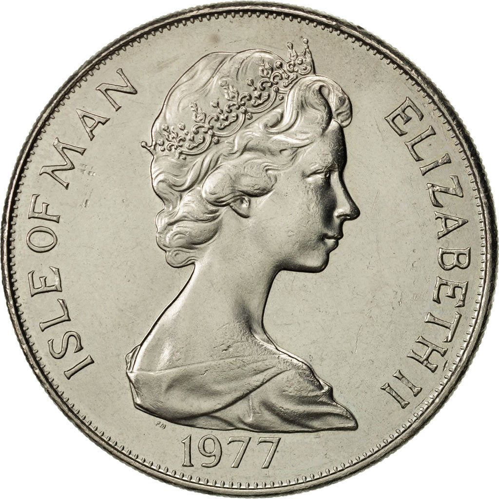 Isle of Man, Elizabeth II, Crown, 1977, Pobjoy Mint, MS(63), Copper-nickel