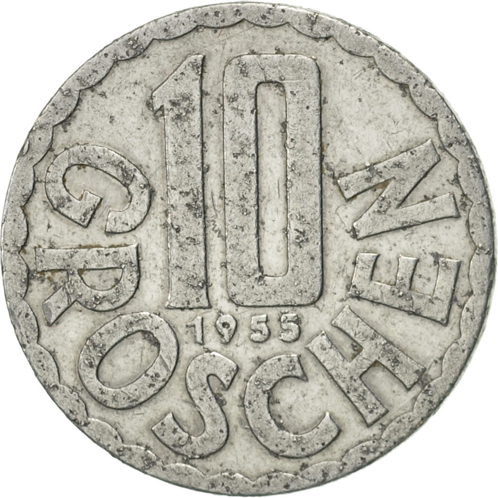 Münze, Österreich, 10 Groschen, 1955, Vienna, SS, Aluminium, KM:2878