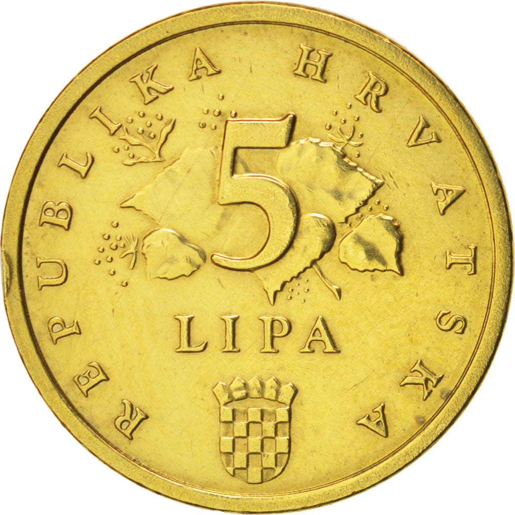 Coin, Croatia, 5 Lipa, 2009, AU(55-58), Brass plated steel, KM:5