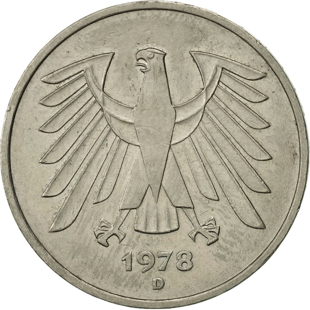 GERMANY - FEDERAL REPUBLIC, 5 Mark, 1978, Munich, AU(55-58), Copper-Nickel Clad