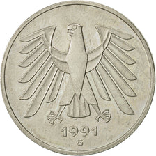 GERMANY - FEDERAL REPUBLIC, 5 Mark, 1991, Karlsruhe, AU(55-58), Copper-Nickel