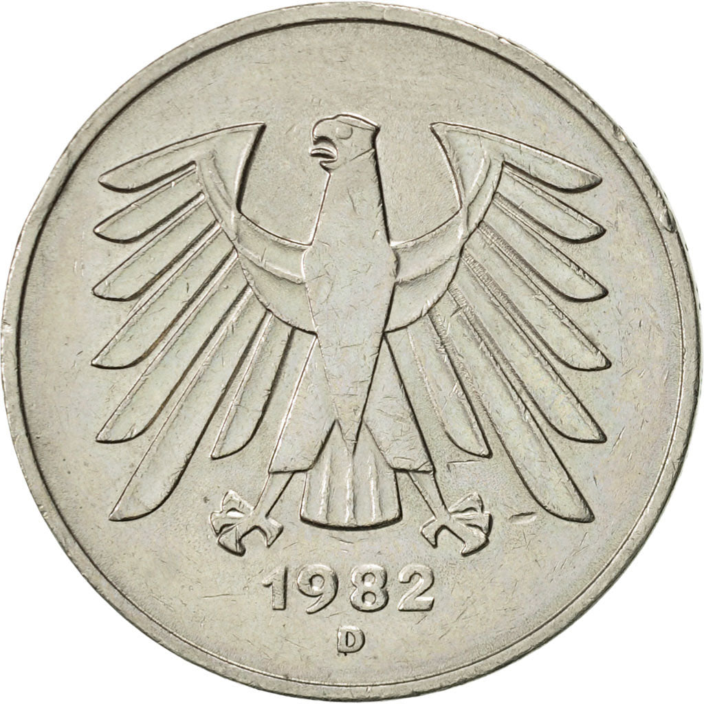 Coin, GERMANY - FEDERAL REPUBLIC, 5 Mark, 1982, Munich, AU(50-53), Copper-Nickel