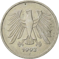 GERMANY - FEDERAL REPUBLIC, 5 Mark, 1992, Stuttgart, AU(50-53), Copper-Nickel