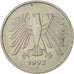 GERMANY - FEDERAL REPUBLIC, 5 Mark, 1992, Stuttgart, AU(50-53), Copper-Nickel