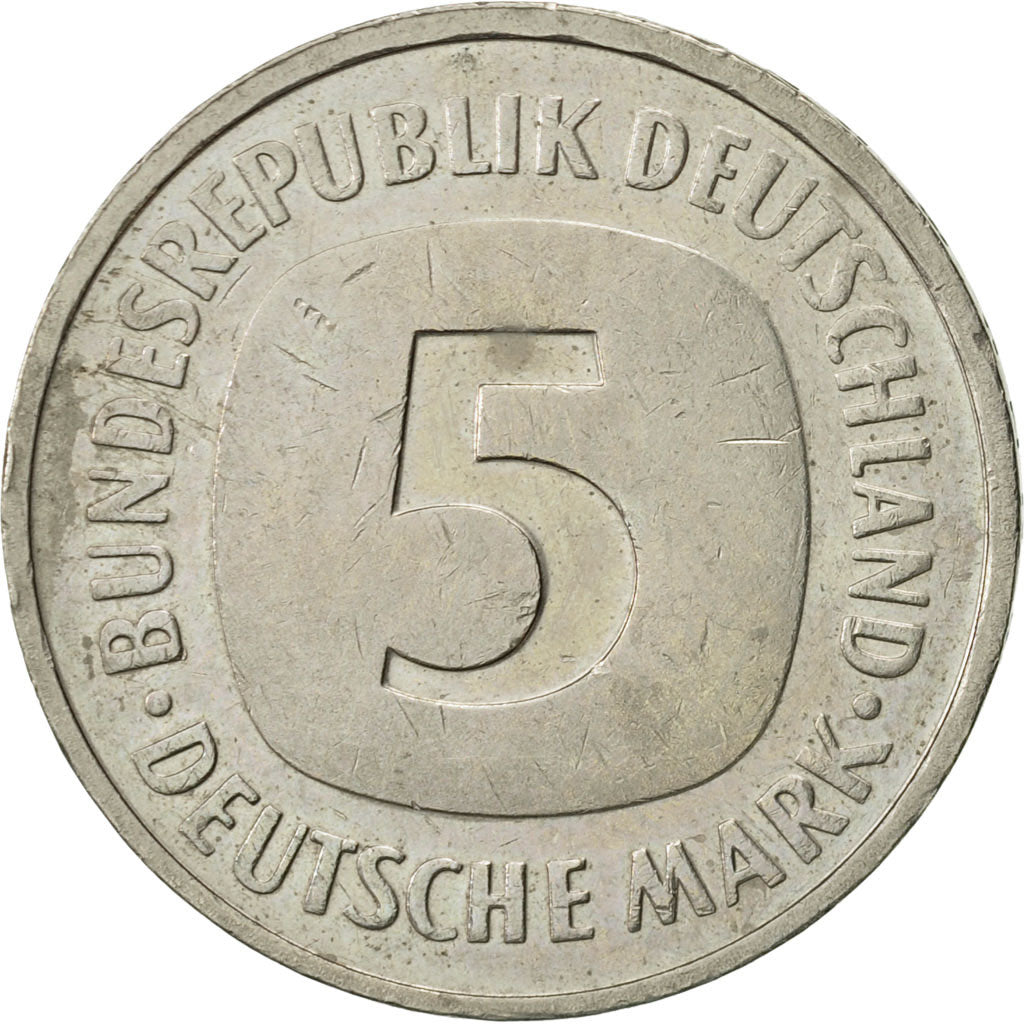 GERMANY - FEDERAL REPUBLIC, 5 Mark, 1992, Stuttgart, AU(50-53), Copper-Nickel
