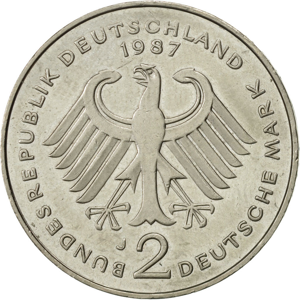 Coin, GERMANY - FEDERAL REPUBLIC, 2 Mark, 1987, Hambourg, AU(55-58)