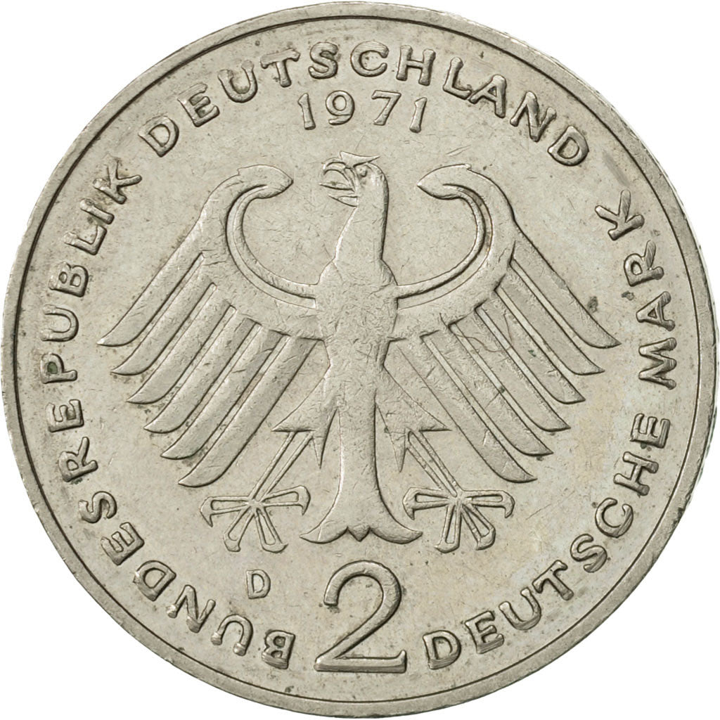 Coin, GERMANY - FEDERAL REPUBLIC, 2 Mark, 1971, Munich, AU(50-53)
