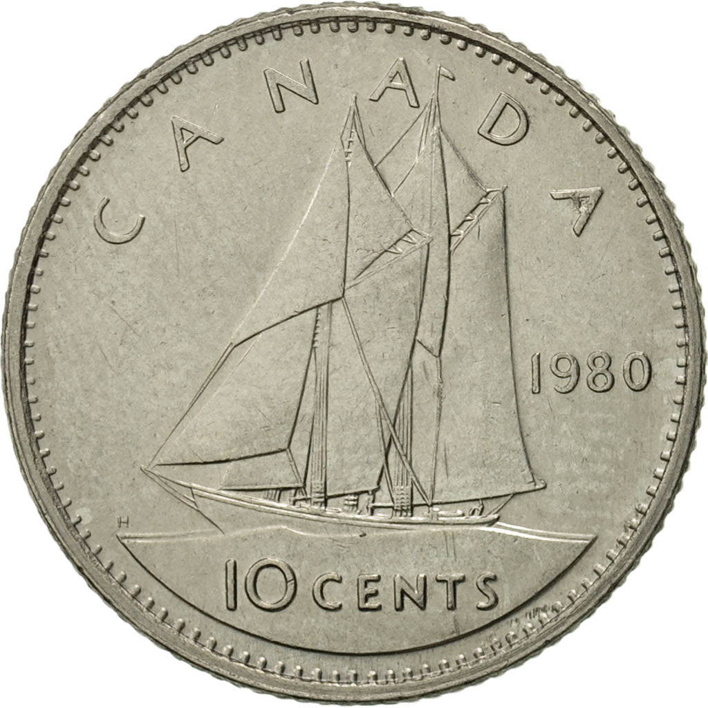 Coin, Canada, Elizabeth II, 10 Cents, 1980, Royal Canadian Mint, Ottawa