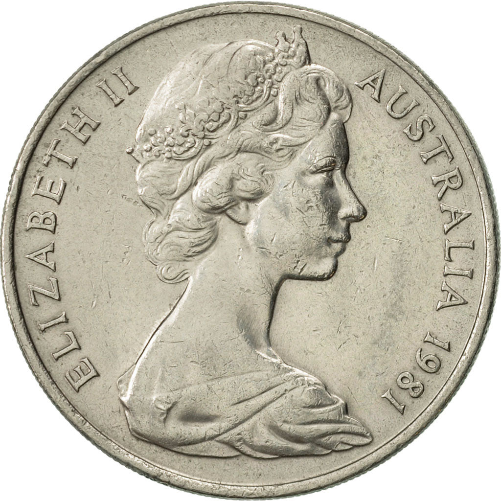 Coin, Australia, Elizabeth II, 20 Cents, 1981, AU(50-53), Copper-nickel, KM:66
