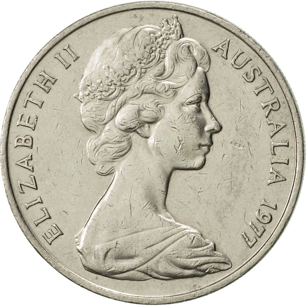 Coin, Australia, Elizabeth II, 20 Cents, 1977, AU(50-53), Copper-nickel, KM:66