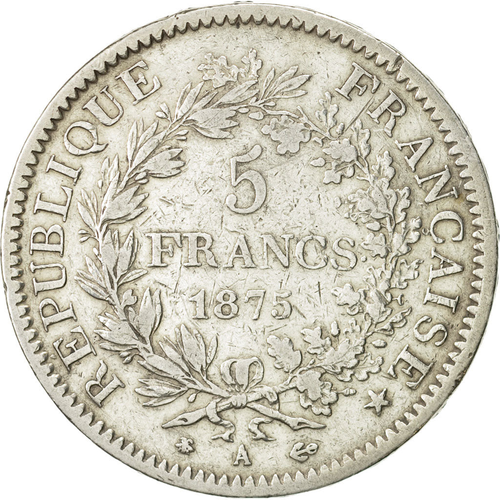 Coin, France, Hercule, 5 Francs, 1875, Paris, EF(40-45), Silver, KM:820.1