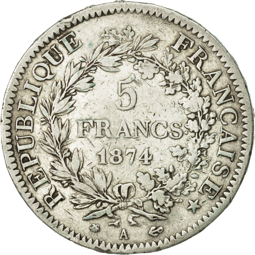 France, Hercule, 5 Francs, 1874, Paris, EF(40-45), Silver, KM:820.1