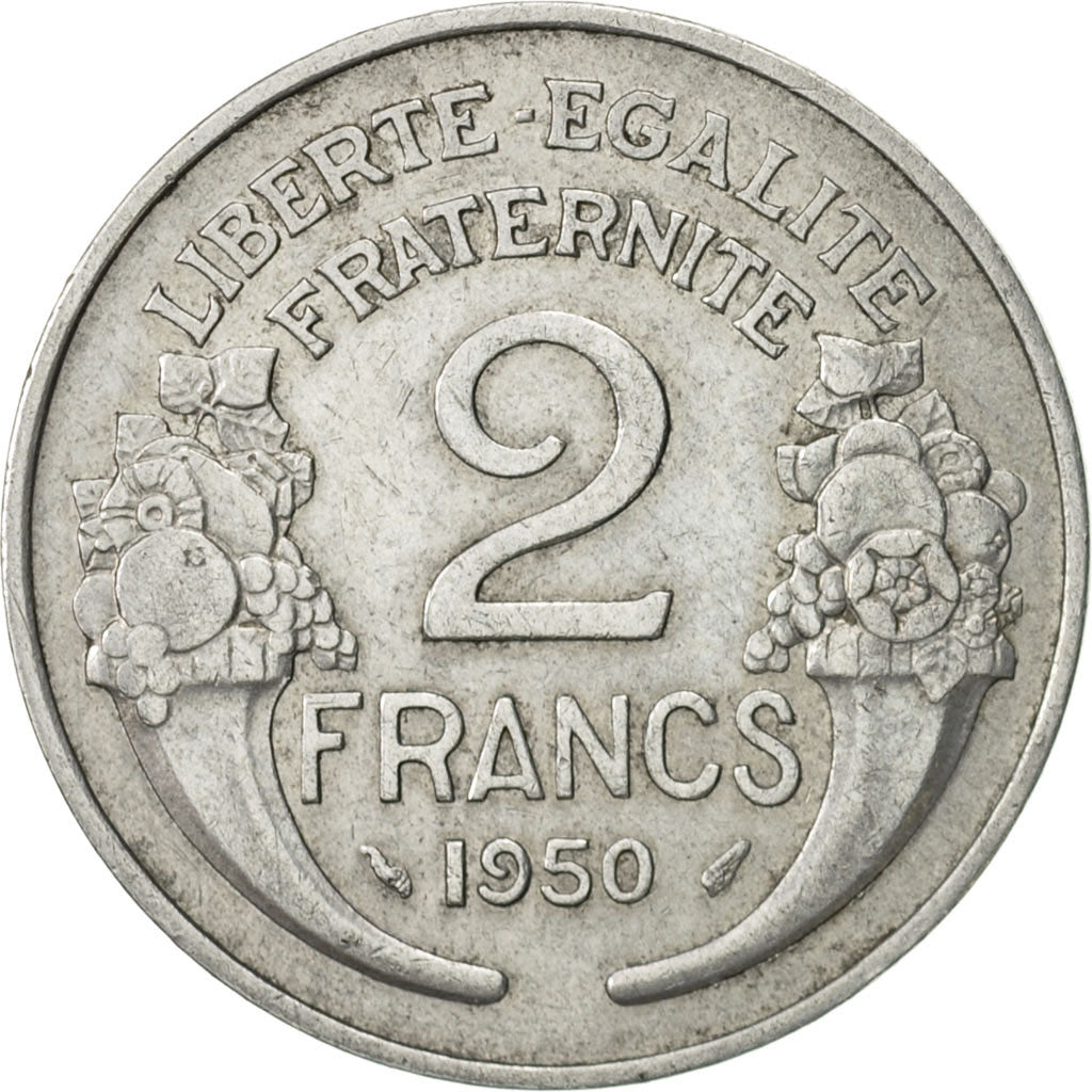 Coin, France, Morlon, 2 Francs, 1950, Paris, AU(50-53), Aluminum, KM:886a.1