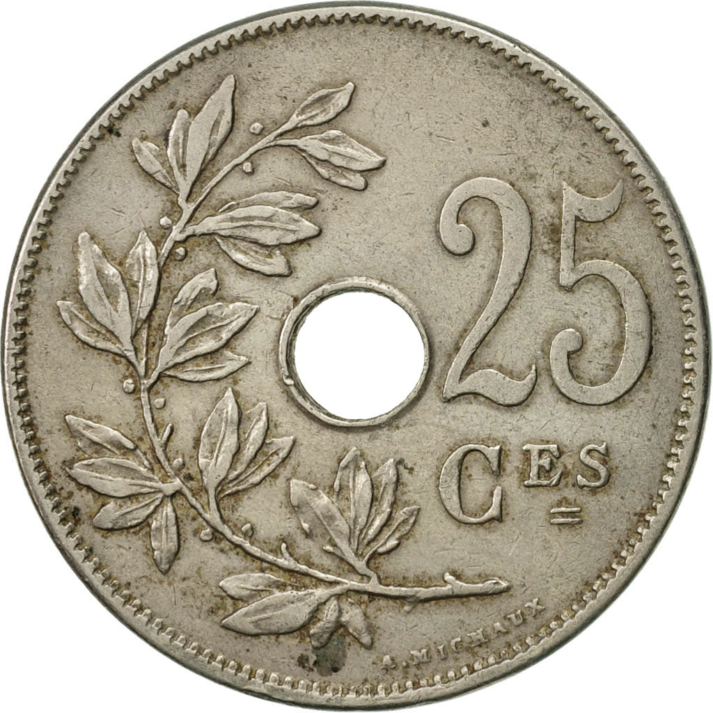 Coin, Belgium, 25 Centimes, 1913, EF(40-45), Copper-nickel, KM:68.1
