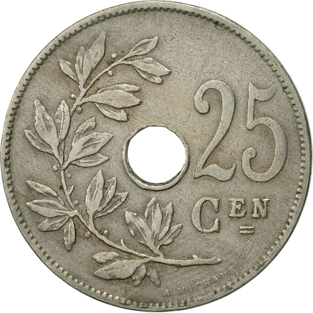 Moneda, Bélgica, 25 Centimes, 1913, MBC, Cobre - níquel, KM:69