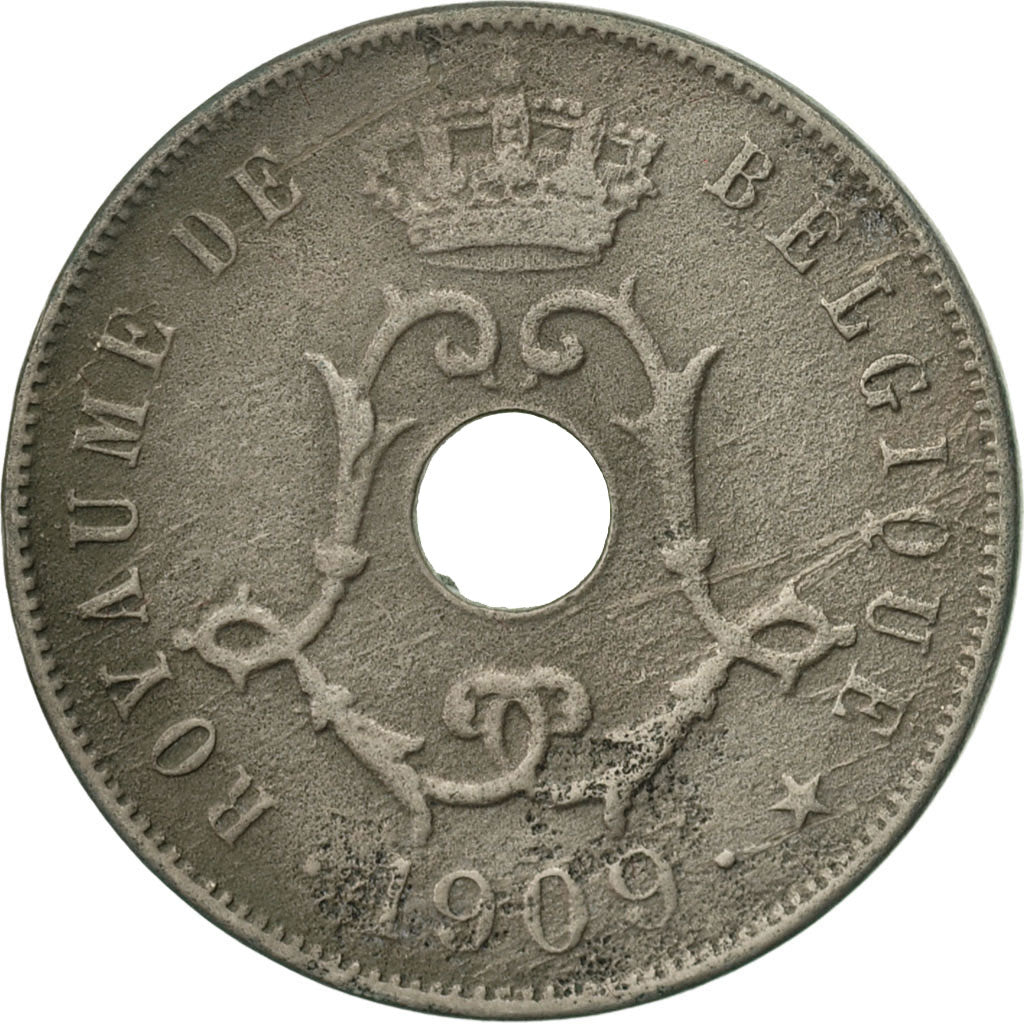 Moneda, Bélgica, 25 Centimes, 1909, MBC, Cobre - níquel, KM:62