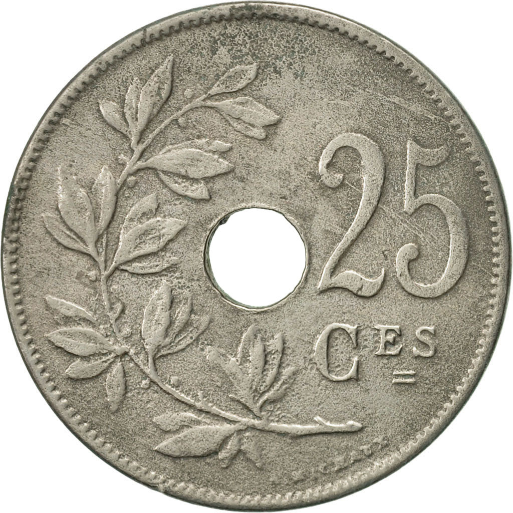 Moneda, Bélgica, 25 Centimes, 1909, MBC, Cobre - níquel, KM:62