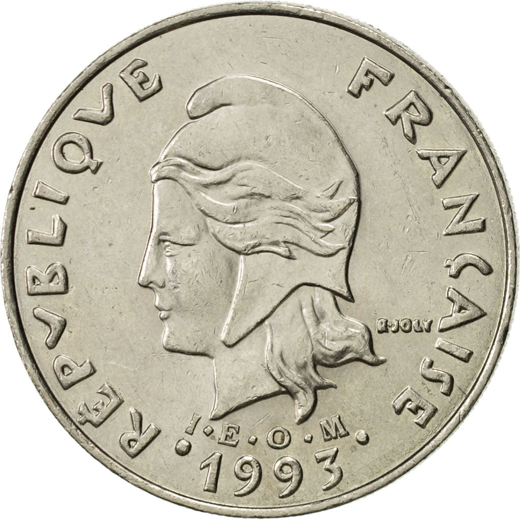 French Polynesia, 20 Francs, 1993, Paris, AU(55-58), Nickel, KM:9