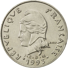 French Polynesia, 20 Francs, 1993, Paris, AU(55-58), Nickel, KM:9